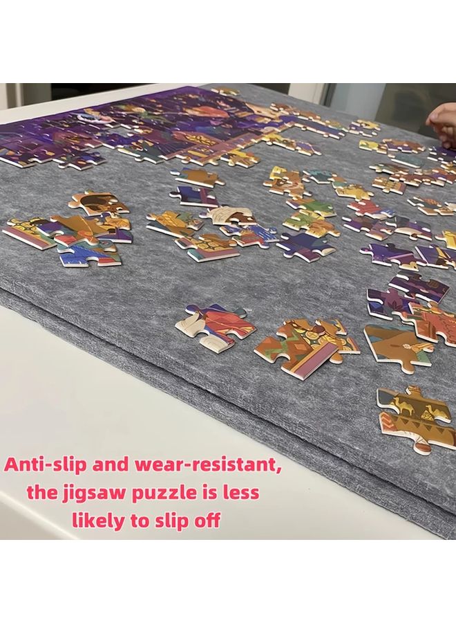 Light Grey Foldable Puzzle Board With World Map Design 80x60cm Portable Jigsaw Mat - Image 4